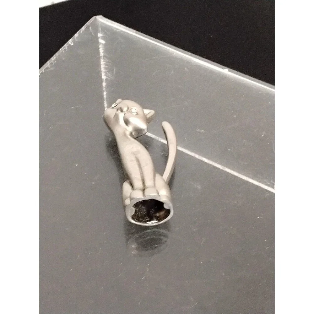 Pewter Long Tail  Ring Holder Cat